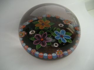 Paul Ysart Monart Glass Period Lampwork Flower Paperweight with PY Cane 6