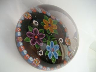 Paul Ysart Monart Glass Period Lampwork Flower Paperweight with PY Cane 9