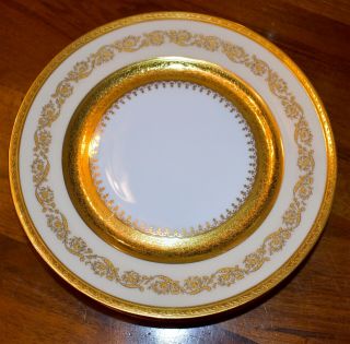 Set Of 5 Ceralene Raynaud Altesse Dessert Plates Gold Incrustation Gilt Limoges