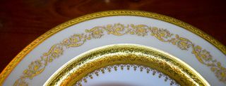 Set Of 5 Ceralene Raynaud Altesse Dessert Plates Gold Incrustation GILT Limoges 3