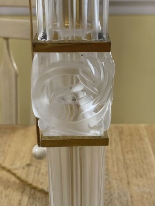 Rare Vtg Lalique Josephine Lamp Clear Crystal Gilded Finish With Swan Inlay 11