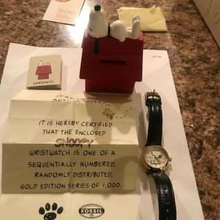 Vintage Fossil Watch Snoopy Peanuts 74 Of 1000 Made Doghouse