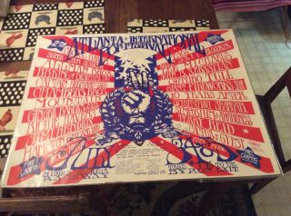 1970 2nd Atlanta Pop Festival Orig.  Rock Concert Poster Jimi Hendrix Allman Bros