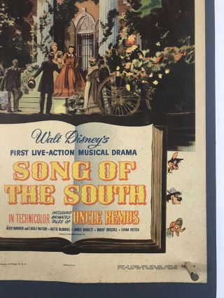 SONG OF SOUTH Movie Poster (Good, ) Window Card ' 46 Walt Disney Uncle Remus WC21R 4