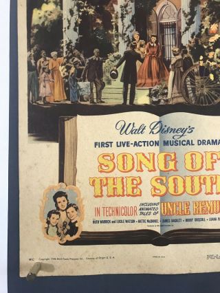 SONG OF SOUTH Movie Poster (Good, ) Window Card ' 46 Walt Disney Uncle Remus WC21R 5