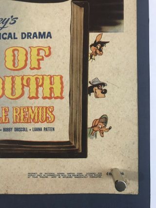 SONG OF SOUTH Movie Poster (Good, ) Window Card ' 46 Walt Disney Uncle Remus WC21R 8