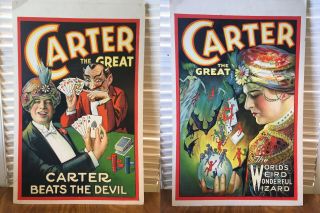 1930s 2 Carter The Great Window Cards Posters