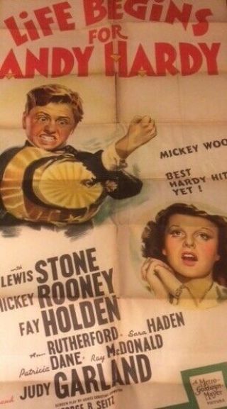 Life Begins For Andy Hardy 3 Sheet Judy Garland