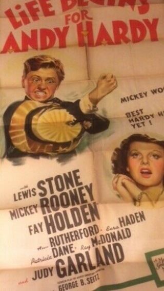 LIfe Begins for Andy Hardy 3 sheet Judy Garland 3