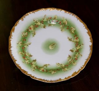 C T Altwasser Carl Tielsch 5 Dishes Holly & Berries Porcelain Antique C.  1875