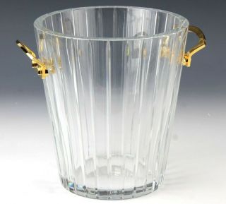 Baccarat Fine French Art Glass Crystal Harmonie Gold Handle Champagne Bucket Dms