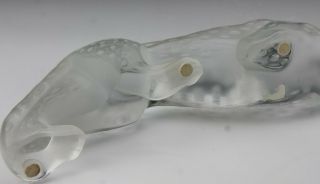 Signed LALIQUE French Art Glass ZEILA Creeping Panther Frosted Figurine NR DMS 6