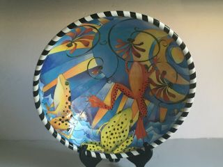 DANISHA Ceramic 2pc Sculpture Bowl Dan Ferguson FROG GARDEN PARTY Ltd Ed 13/44 4