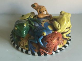 DANISHA Ceramic 2pc Sculpture Bowl Dan Ferguson FROG GARDEN PARTY Ltd Ed 13/44 6