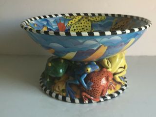 DANISHA Ceramic 2pc Sculpture Bowl Dan Ferguson FROG GARDEN PARTY Ltd Ed 13/44 7