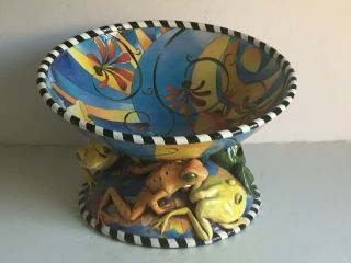 DANISHA Ceramic 2pc Sculpture Bowl Dan Ferguson FROG GARDEN PARTY Ltd Ed 13/44 9