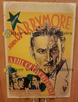 Bill Of Divorcement - John Barrymore Katharine Hepburn Window Card Movie Poster