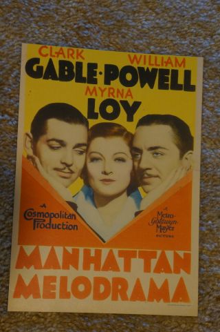 Manhattan Melodrama Clark Gable Myrna Loy William Powell Gangster Mwc 1934