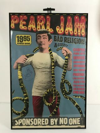 Pearl Jam 1995 With Bad Religion Sponsored By No One Summer Tour Poster Signed