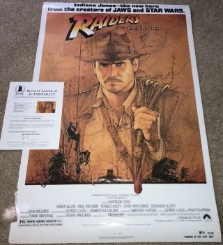 Harrison Ford Signed Indiana Jones Full Size Movie Poster 27x40 Star Wars Bas