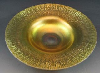 C1900 L.  C.  Tiffany Gold Lustre Favrile Art Glass Compote Pedestal Console Bowl 2