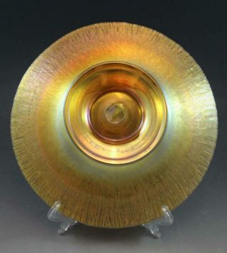 C1900 L.  C.  Tiffany Gold Lustre Favrile Art Glass Compote Pedestal Console Bowl 5