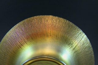 C1900 L.  C.  Tiffany Gold Lustre Favrile Art Glass Compote Pedestal Console Bowl 6