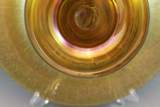 C1900 L.  C.  Tiffany Gold Lustre Favrile Art Glass Compote Pedestal Console Bowl 8