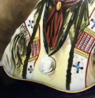 ANTIQUE LIMOGES HP PORTRAIT CHARGER CHIEF WOLF ROBE CHEYENNE INDIAN SIGND DUBOIS 3