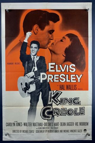King Creole Movie Poster (good, ) One Sheet 1958 Elvis Presley Rock & Roll