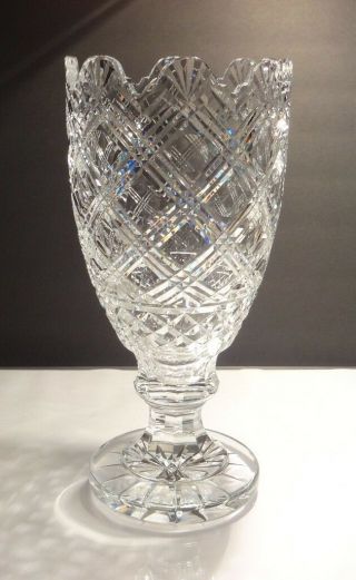 Rare Vintage Waterford Crystal Master Cutter Footed Vase 13 1/4 "