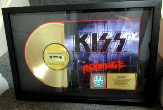 Kiss Custom Award " Revenge " Riaa Gold Record Award To Eric Carr