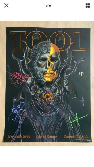 Tool @ Kansas City 2016 Band Signed Concert Poster Autograph Merch By Adam Jones