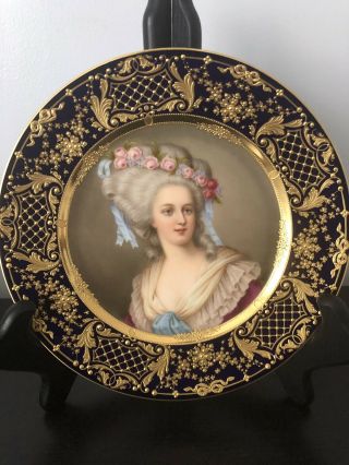 Antique Royal Vienna Porcelain Plate “lamballe” Signed Wagner 19c