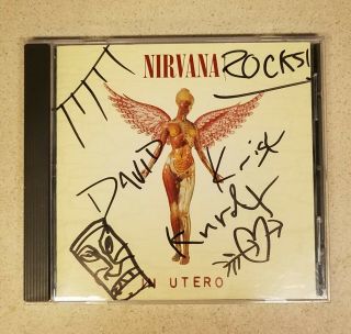NIRVANA IN UTERO COBAIN SIGNED CD AUTOGRAPH BY ALL 3 WITH 11