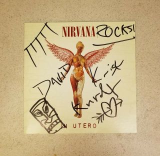 Nirvana In Utero Cobain Signed Cd Autograph By All 3 With