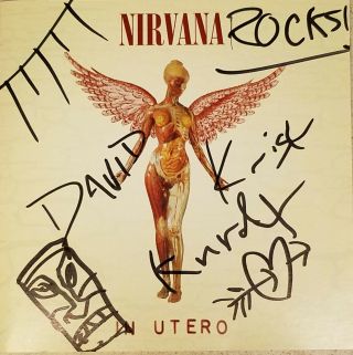 NIRVANA IN UTERO COBAIN SIGNED CD AUTOGRAPH BY ALL 3 WITH 6