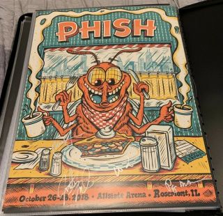 Phish Rosemont 2018 Band Signed Poster Phil Guy Burrito Breath Band Autographed