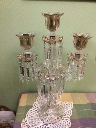 Baccarat Crystal Candelabra,  3 Candle,  18” Tall,  12” Wide.  Gorgeous