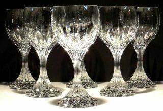 6 Baccarat Crystal Massena Water Glasses Signed 7 "