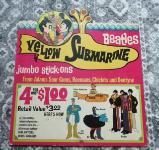 Beatles Rare 1968 Yellow Submarine In - Store Promotional Display For 