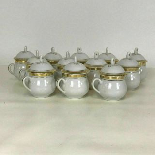 Set of 12 Old Paris Porcelain Pot - De - Creme 3