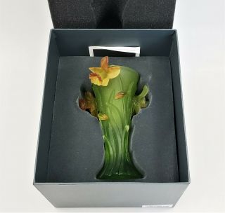 Daum France Vase Moyen Modele Jonquilles PDV Medium Daffodil Vase Crystal 01821 11