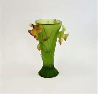 Daum France Vase Moyen Modele Jonquilles PDV Medium Daffodil Vase Crystal 01821 3