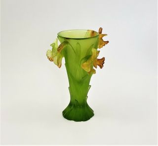 Daum France Vase Moyen Modele Jonquilles PDV Medium Daffodil Vase Crystal 01821 5