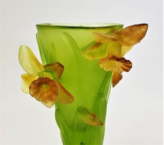 Daum France Vase Moyen Modele Jonquilles PDV Medium Daffodil Vase Crystal 01821 7