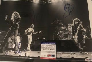 Psa Signed Led Zeppelin Photo Jimmy Page Robert Plant John Paul Jones Rare Band