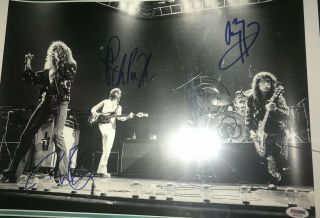 Psa Signed Led Zeppelin Photo Jimmy Page Robert Plant John Paul Jones Rare Band 2