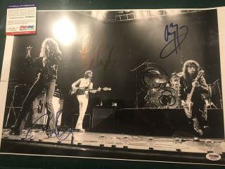 Psa Signed Led Zeppelin Photo Jimmy Page Robert Plant John Paul Jones Rare Band 7