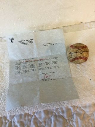 Actor James Dean Signed Autographed Baseball W/ Barry Halper Letter